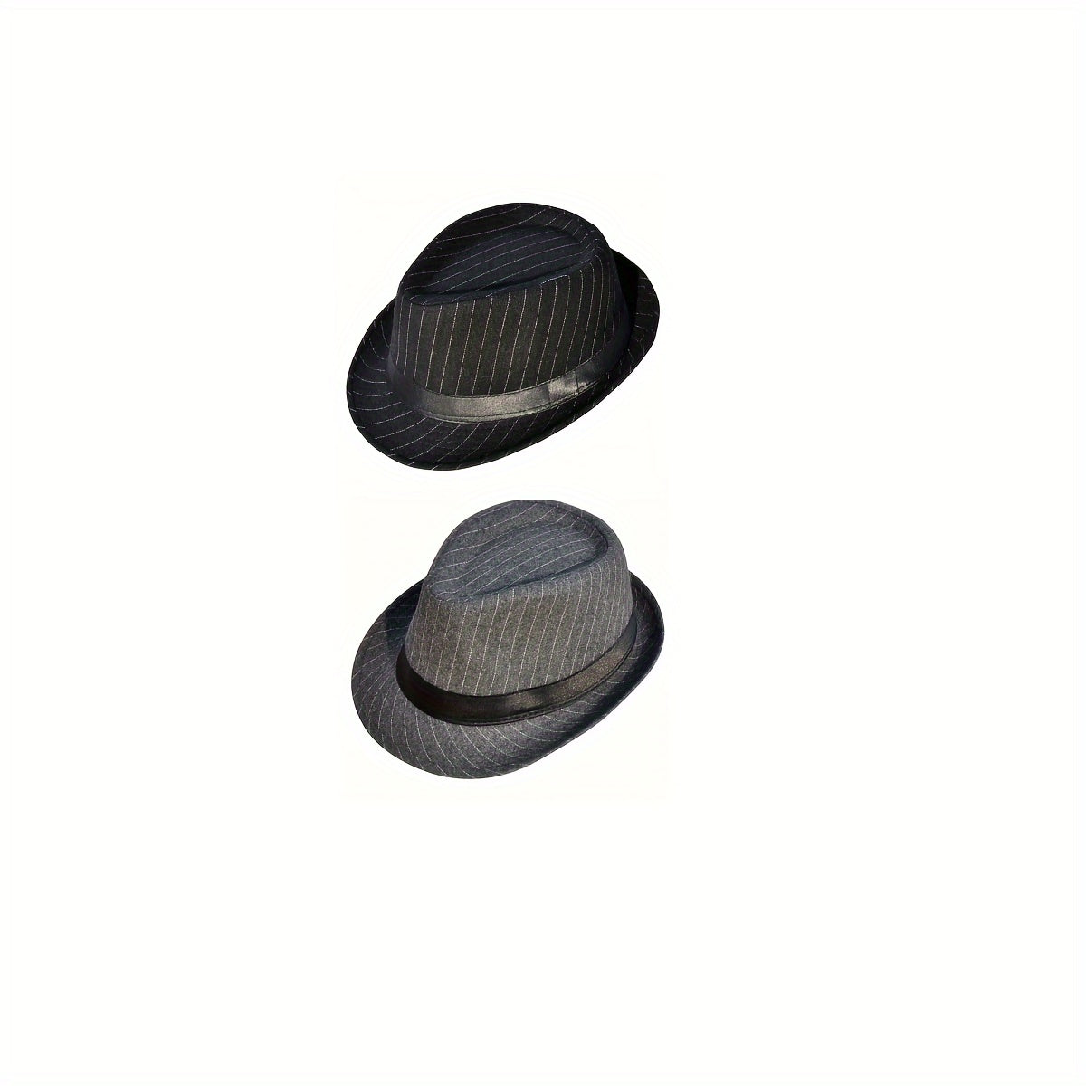 2pcs Elegant Men's Fedora Hats, Cotton Blend (20% Cotton, 80% Polyester), British Retro Style Jazz Caps