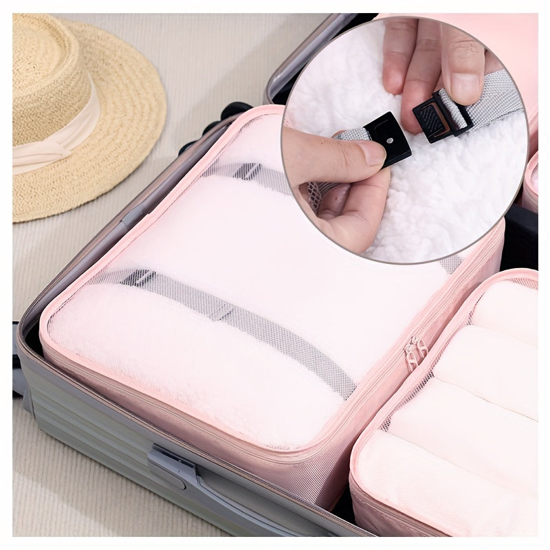 Preppy Cube Storage Bag Travel Case Set 7-piece Student Back-to-school Portable Clothing Shoes And Toiletries Storage Bag Luggage Packing Bag