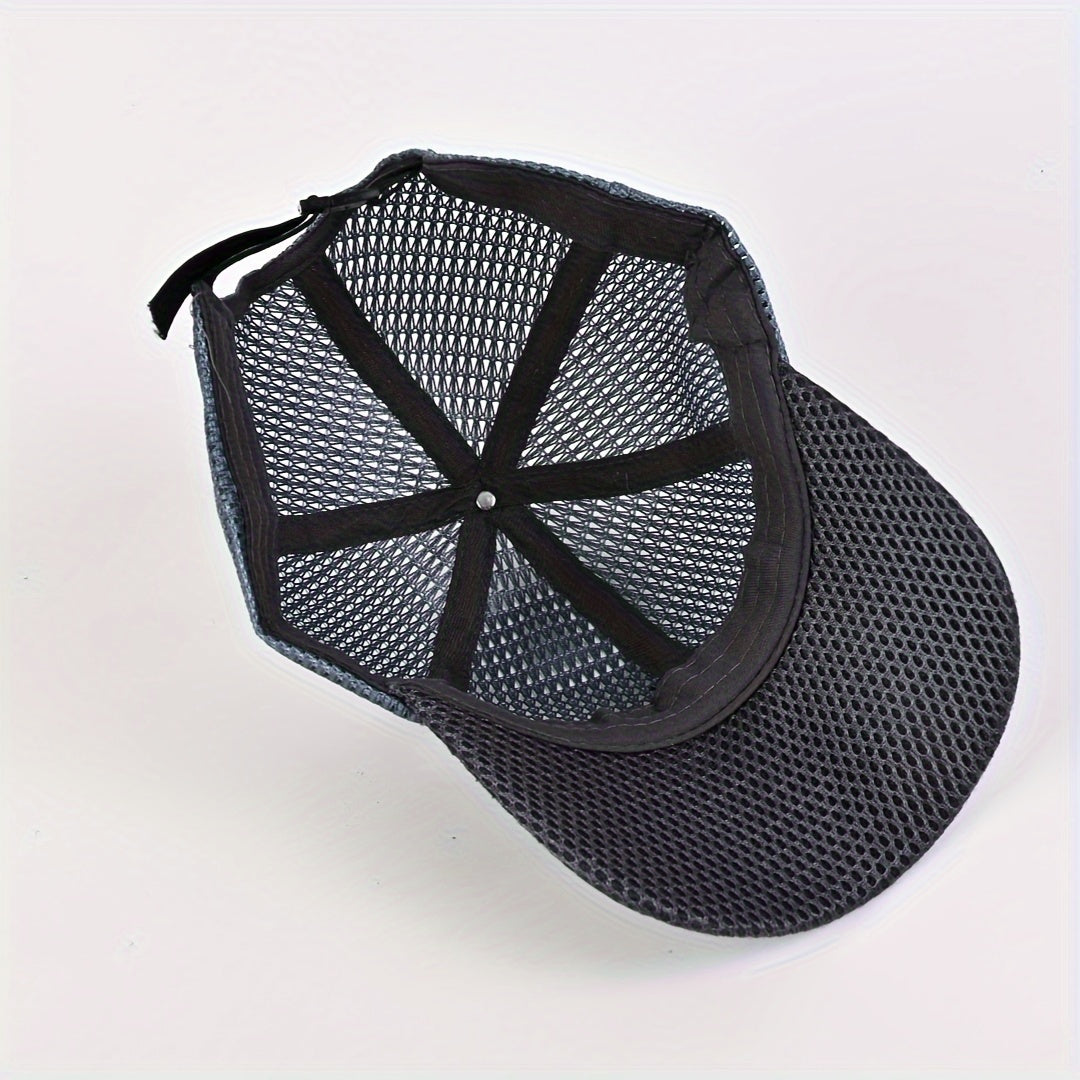 [Mens Mesh Baseball Cap] 1pc Breathable Mesh Men's Baseball Cap - Outdoor Fishing Hats, Dad Hat, Bone Gorras Snapback Trucker Cap, Women hat, Summer Caps