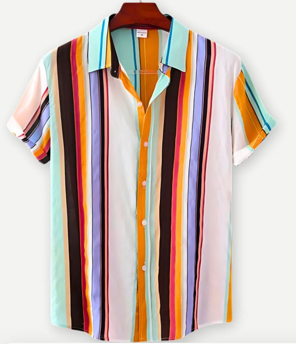 Hawaiian Printing Lapel Short Sleeve Shirt