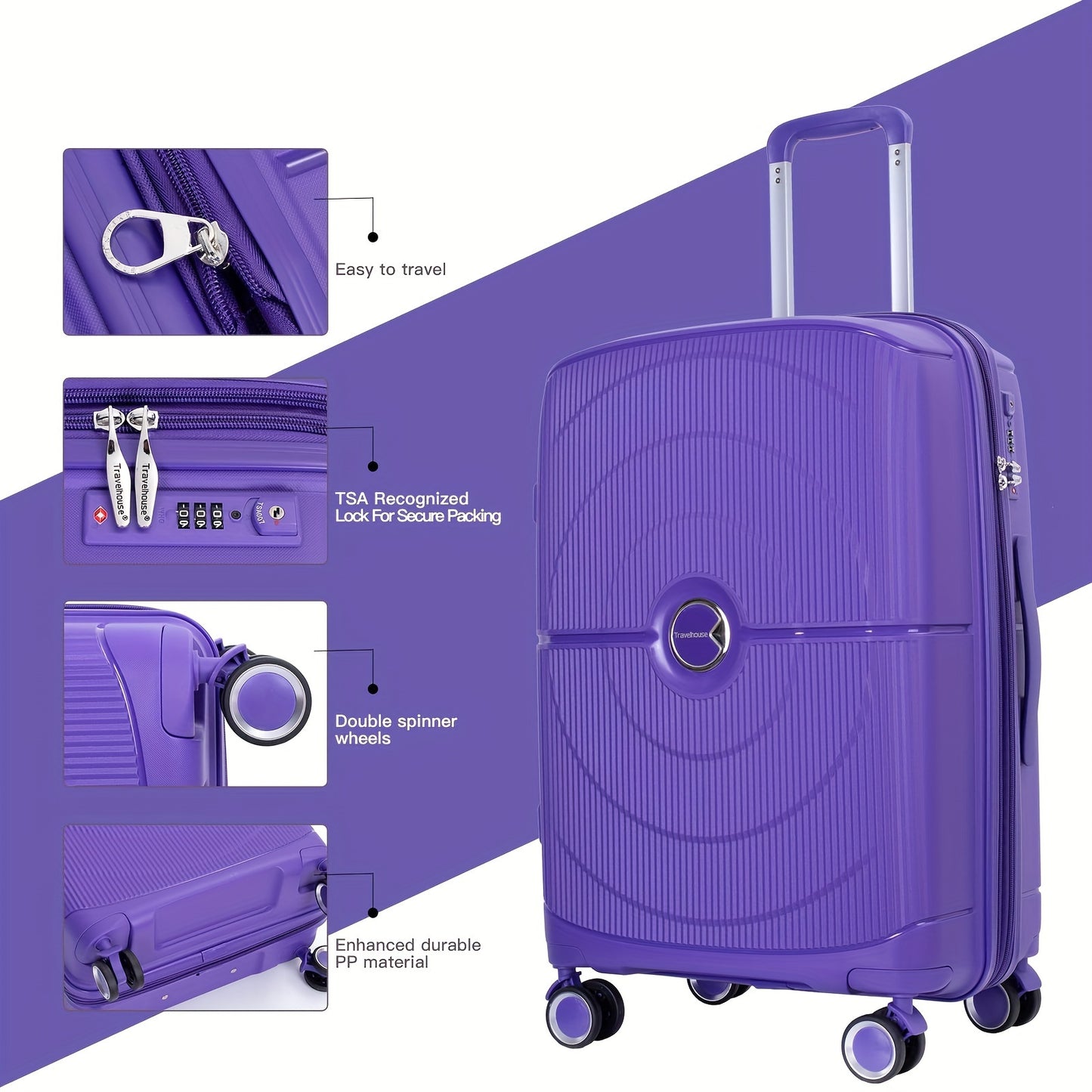 Tripcomp Luggage Sets 3 Piece Expandable Luggage With TSA Lock, Hardside Travel Suitcase Set With Double Spinner Wheels (20/24/28)