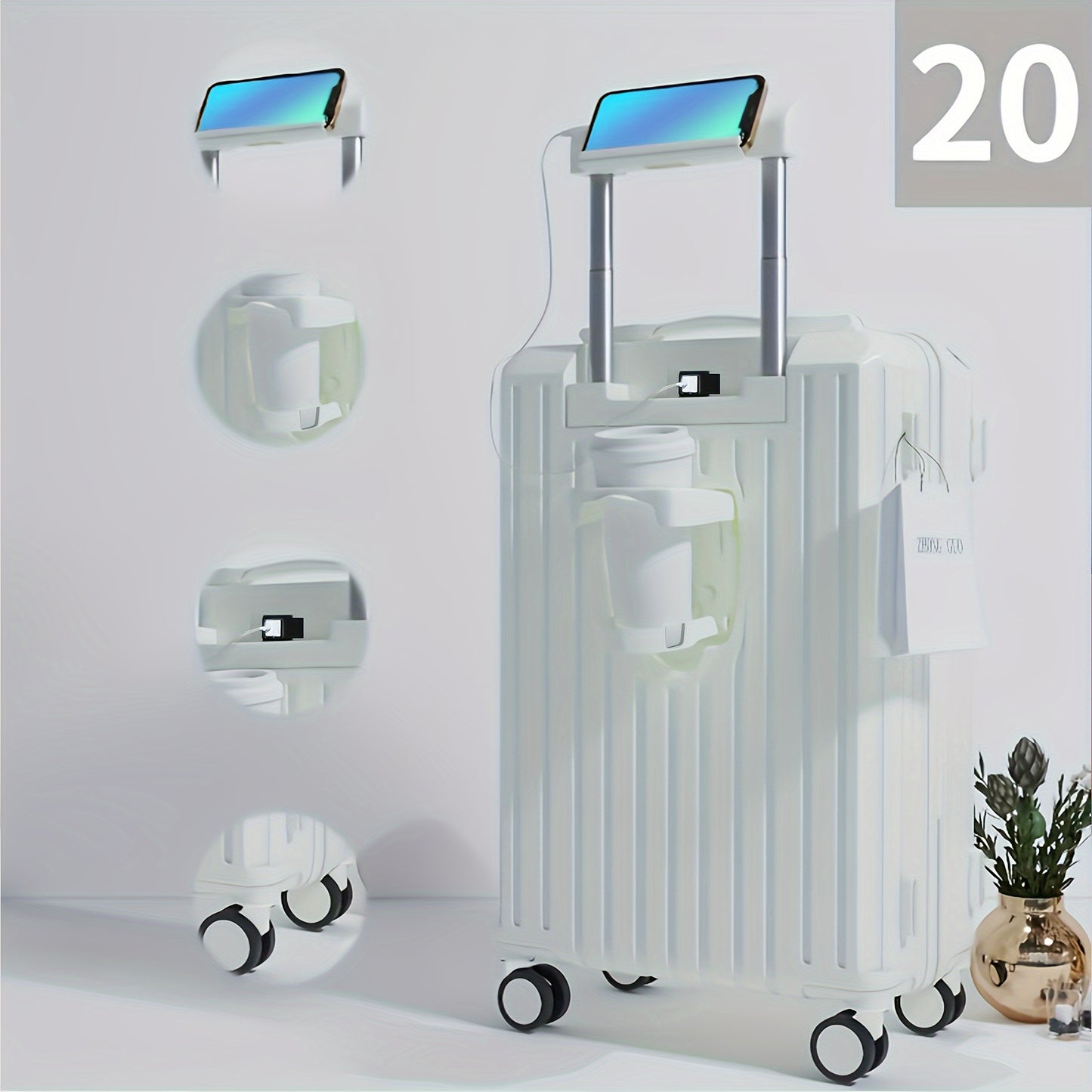 Expandable Luggage With Retractable Handle, TSA Lock, USB Charging, ABS+PC Material, Aluminum Frame, Multi-Functional Travel Bag