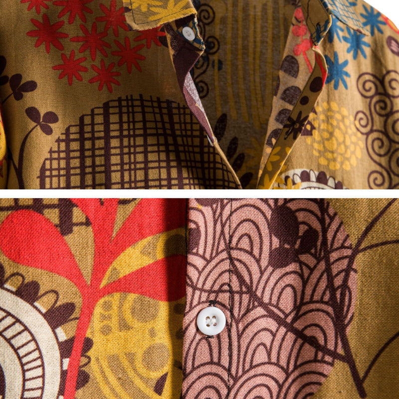 Men's Printed Short-sleeved Hawaiian Beach Shirt
