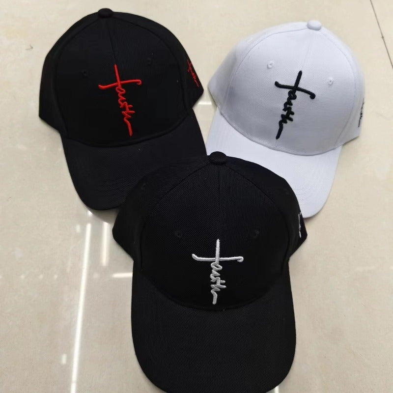 Men&#39;S And Women&#39;S Faith Embroidered Black And White Peaked Baseball Caps, Suitable for Outdoor Streets And Campuses, The Best Choice for Individuality