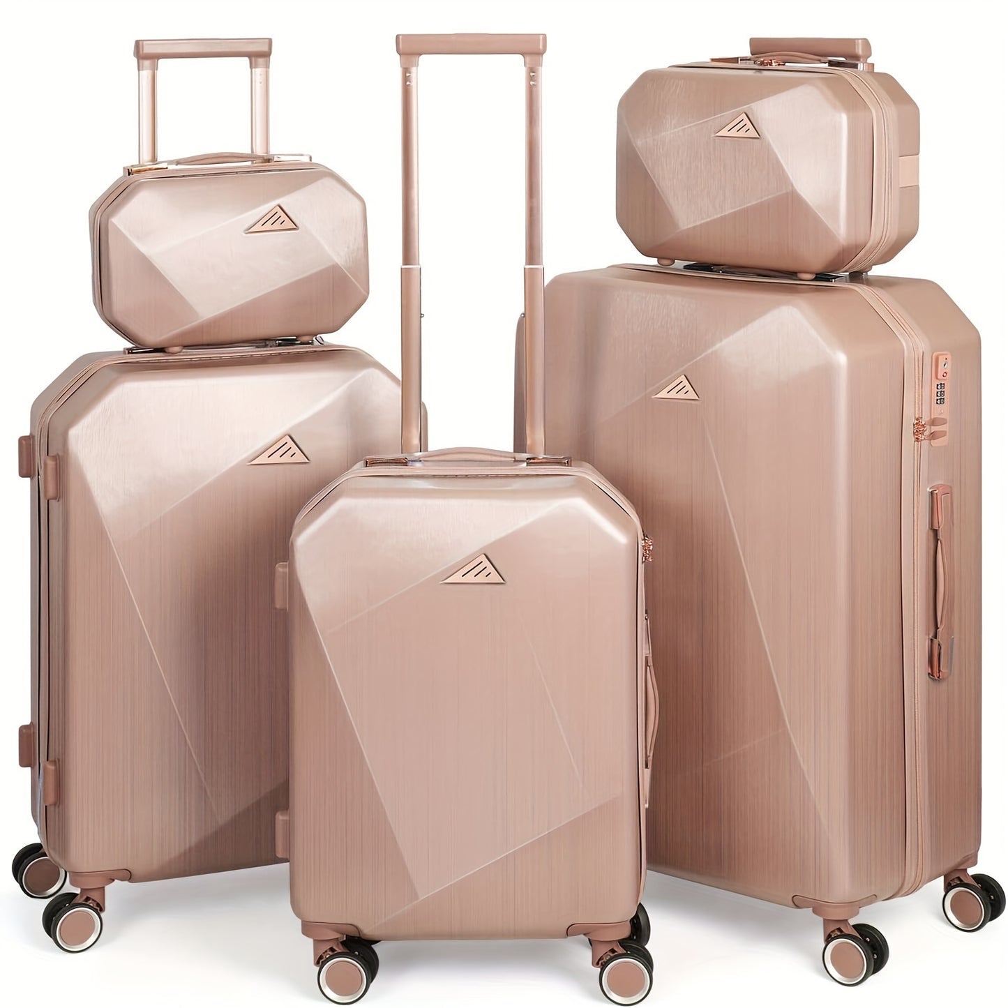 5-Piece Deluxe Travel Luggage Set - Durable ABS Hard Shell, Smooth Spinner Wheels, Ergonomic Aluminum Alloy Handle, Lightweight, Stylish Suitcase for Women and Men - Perfect for Business Trips, Family Vacations, and Adventure