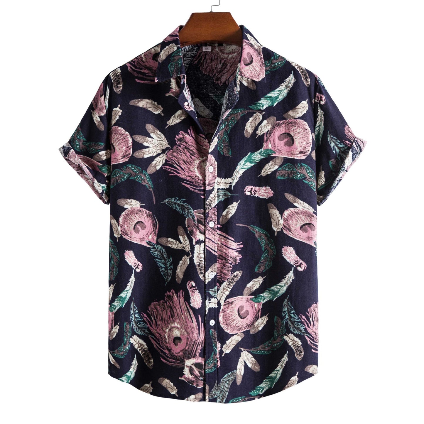 Printed Casual Men's Short-sleeved Shirt Lapel