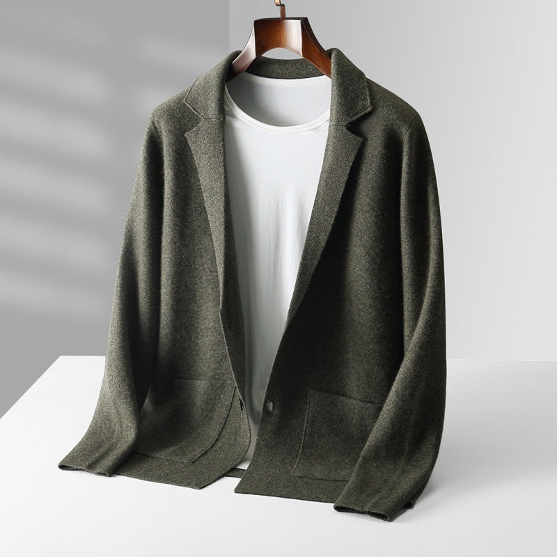 Fall Winter Men Cardigan Cashmere Sweater Business Casual Plush Knitted Thick Sweater