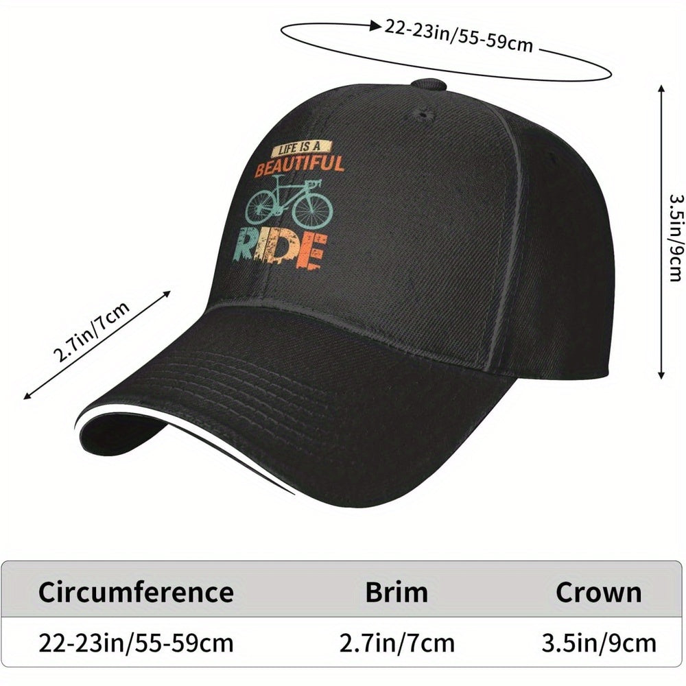 Life is A Beautiful Ride Baseball Cap Sandwich Brim Hats for Men Women Adjustable Caps
