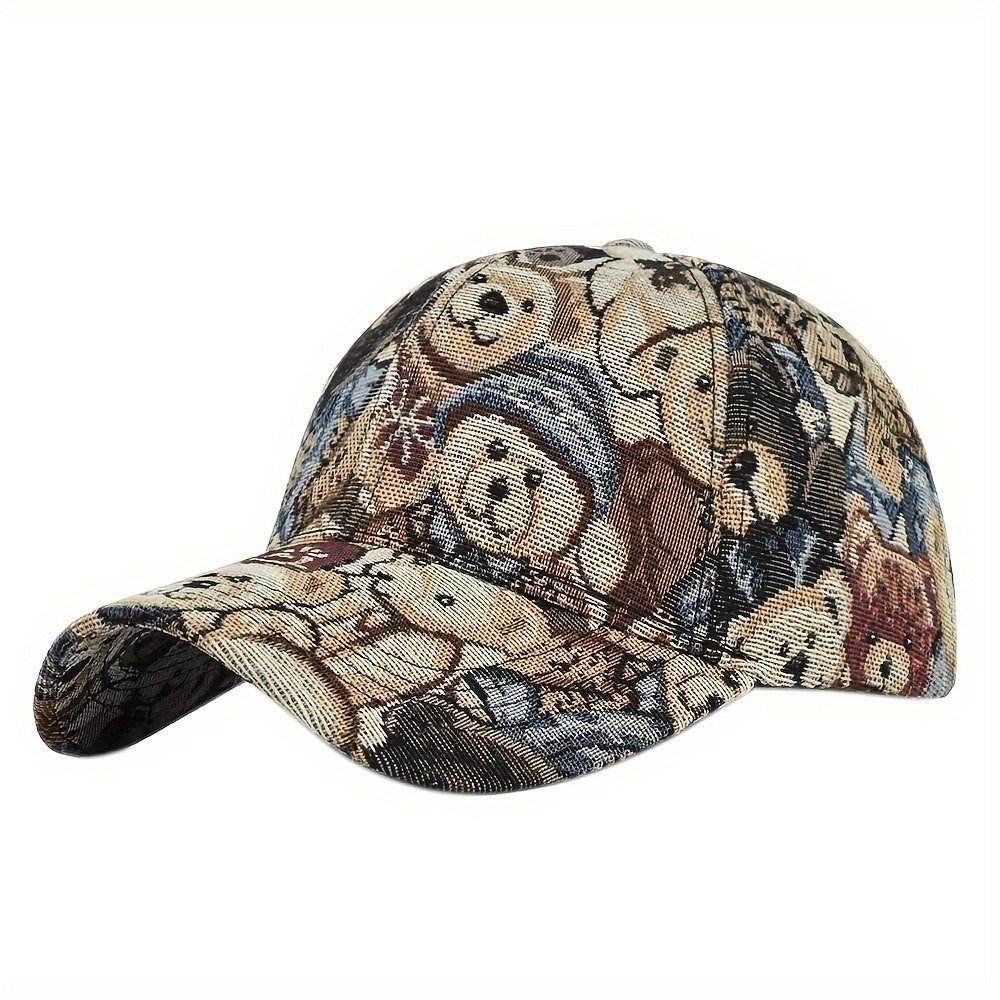 1Pc Cute Bear Baseball Cap New Spring Sunhat Dog Print Men Women Unisex-Teens Cotton Snapback Caps Fashion Hip Hop Vintage Hat