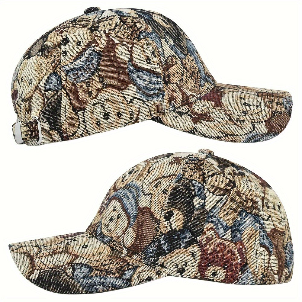 1Pc Cute Bear Baseball Cap New Spring Sunhat Dog Print Men Women Unisex-Teens Cotton Snapback Caps Fashion Hip Hop Vintage Hat