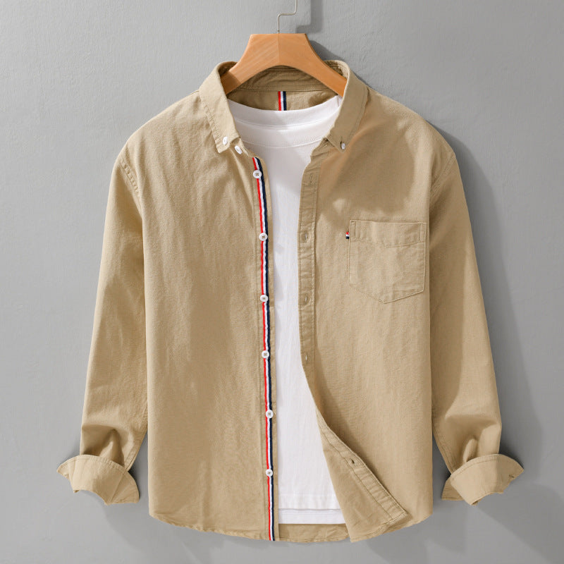 Men's British-style Oxford Long-sleeved Shirt