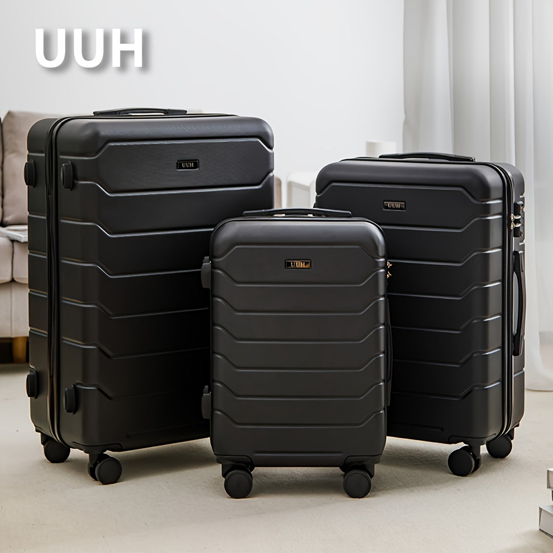 3-Piece Extra-Large Capacity Durable ABS Hardshell Luggage Set - Smooth-Glide Spinner Wheels, Telescopic Handle, Perfect for Frequent Travelers and Family Vacations with Stress-Free Organization and Long-Lasting Durability