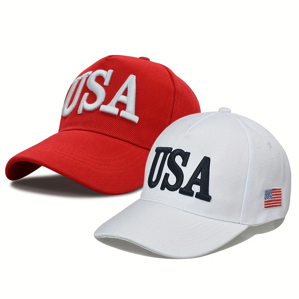 2pcs Premium USA Embroidered Adjustable Baseball Caps for Men & Women - Breathable Acrylic, Perfect for Outdoor Sports