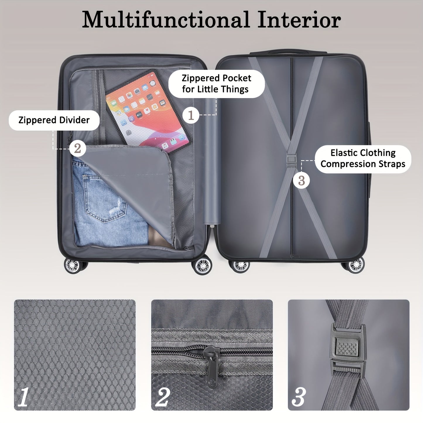 Luggage 5 Piece Sets, Lightweight Rolling Hardside Travel Luggage with TSA Lock, Luggage Set Clearance, Suitcase with Spinner Wheels, Purple