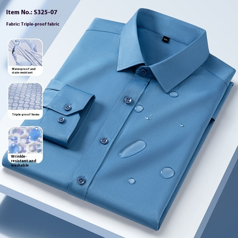Seamless Three-proof Long-sleeved Men's Shirt Anti-wrinkle
