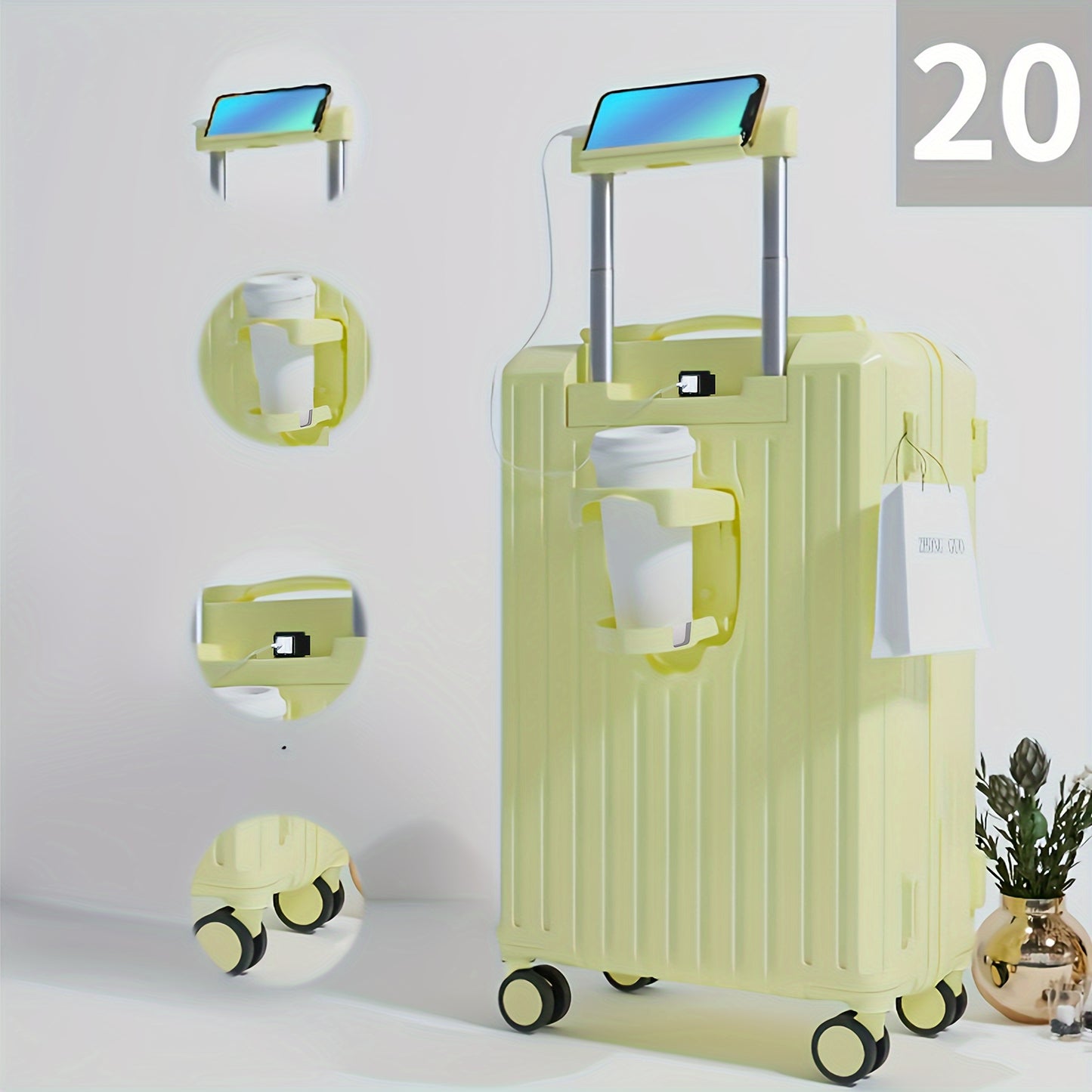Expandable Luggage With Retractable Handle, TSA Lock, USB Charging, ABS+PC Material, Aluminum Frame, Multi-Functional Travel Bag