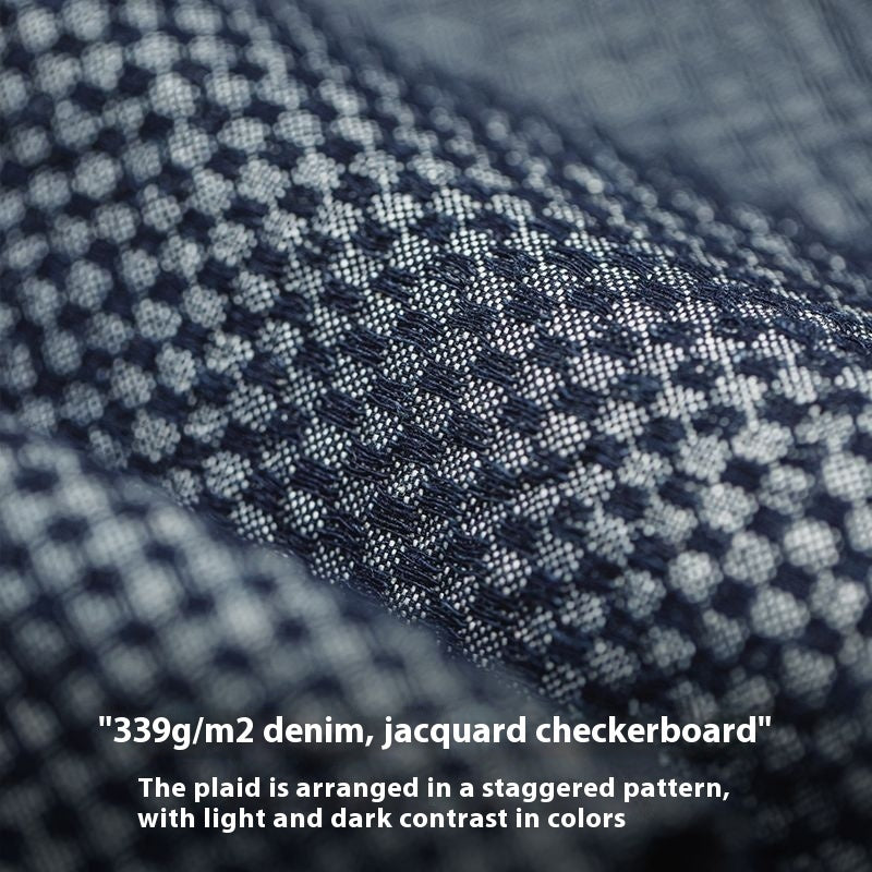 American Retro Chessboard Plaid Denim Shirt Jacket Loose