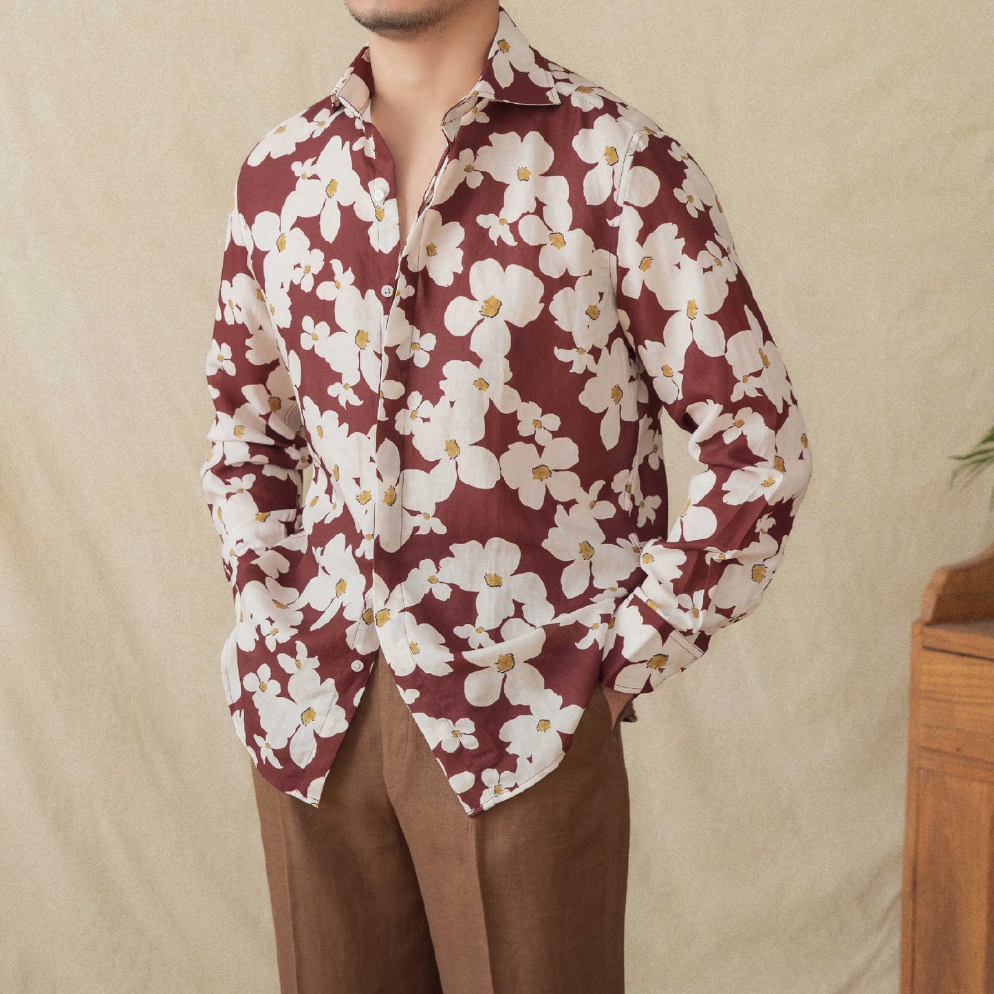 Men's Printed Long Sleeve Cardigan Shirt