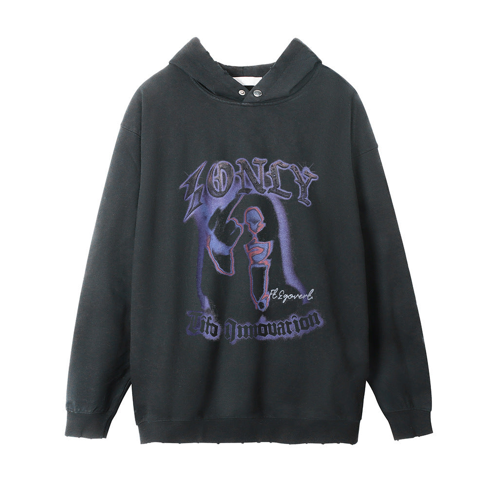 Distressed Hooded Sweater For Men