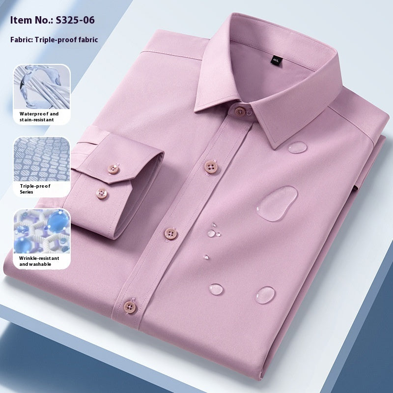 Seamless Three-proof Long-sleeved Men's Shirt Anti-wrinkle