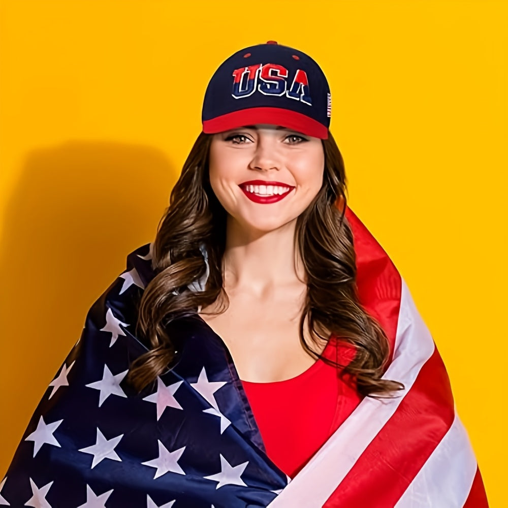 4pcs USA Flag Baseball Caps for Men & Women - Adjustable Patriotic Trucker Hats with Embroidered "USA" Design, Black, Navy Blue, Red, White - Perfect for Independence Day & American Pride, Adjustable Baseball Caps | Embroider