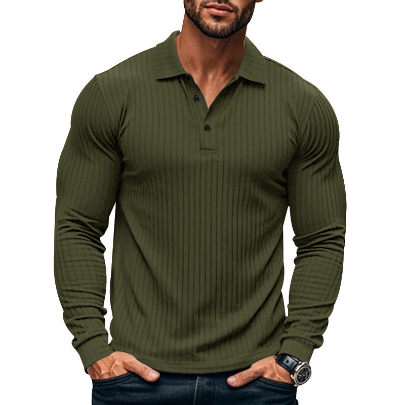 Men's Classic Casual American Lapel Button Long Sleeve