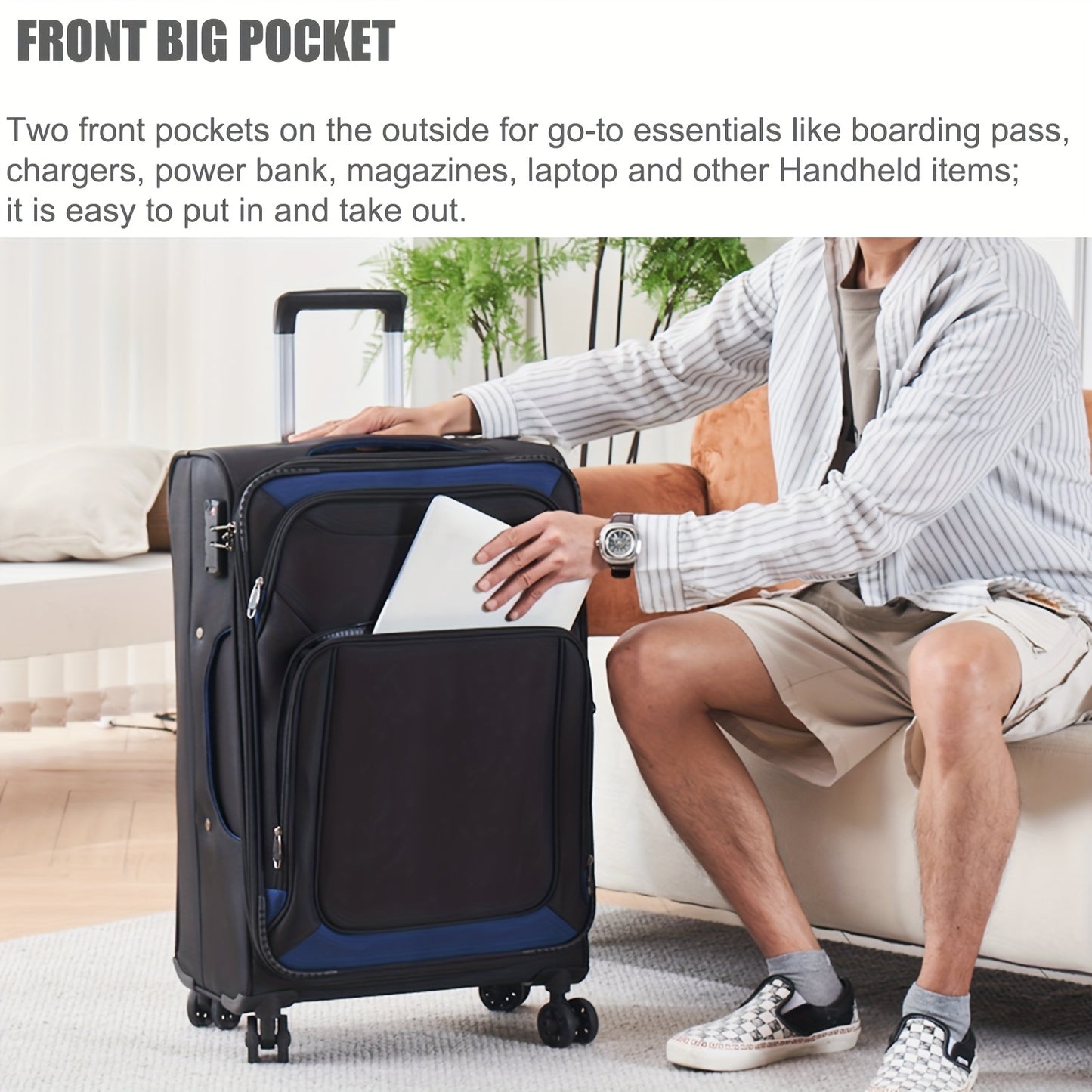 Softside Luggage Sets With Spinner Wheels 3pcs Set Lightweight Suitcase Set With TSA Lock, Expandable Luggage Sets With Inside Pocket