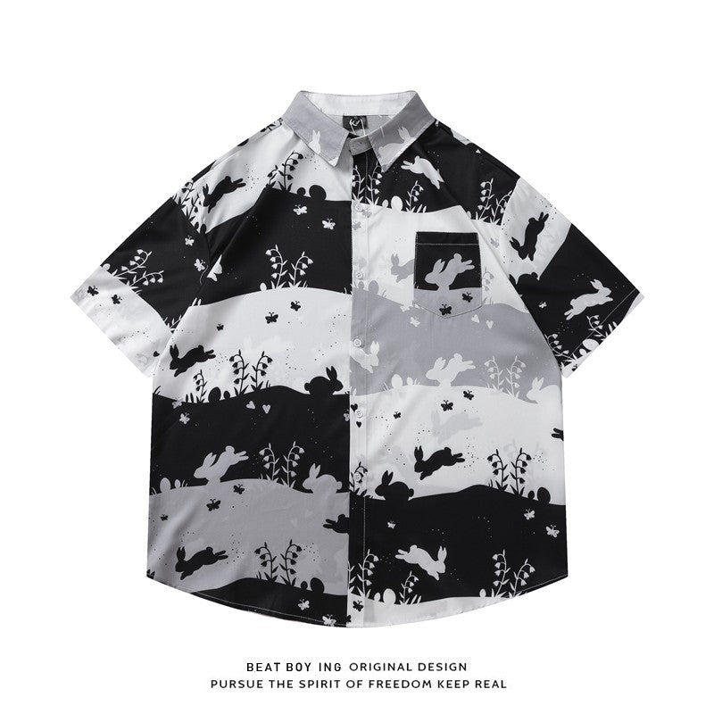 Full Printed Short Sleeve Shirt Loose