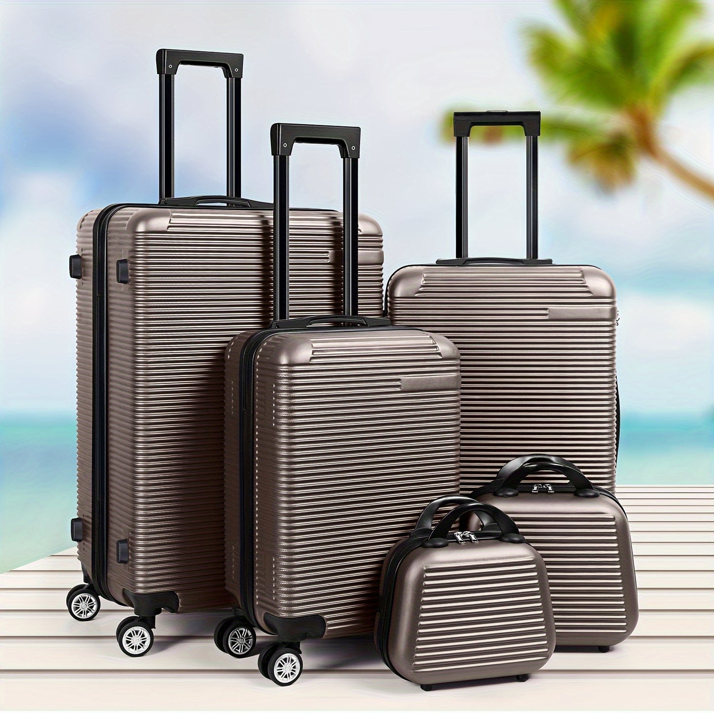 Luggage 5 Piece Sets, Lightweight Rolling Hardside Travel Luggage with TSA Lock, Luggage Set Clearance, Suitcase with Spinner Wheels, Purple