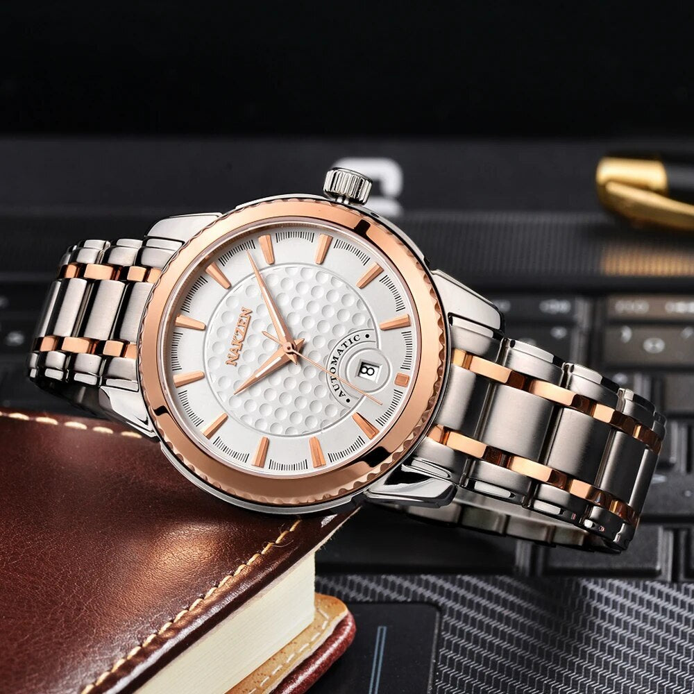 NAKZEN Men Business Mechanical Watch Men's Automatic Miyota 8215 Movt Diamond Watches Sapphire Wrist Watch Waterproof Clock-3