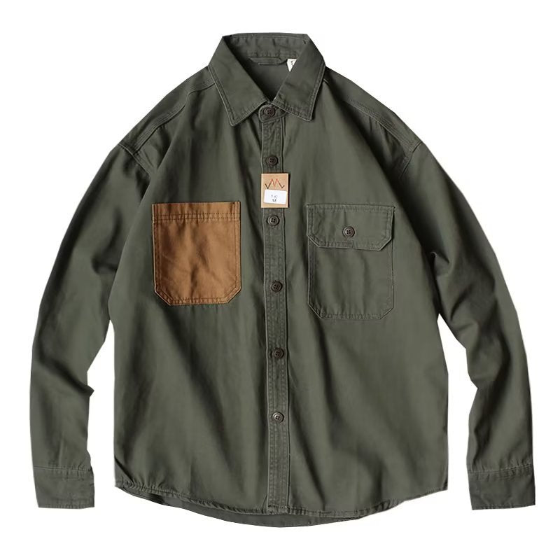 Hong Kong Style Loose Long Sleeve Shirt Japanese-style Retro Shirt