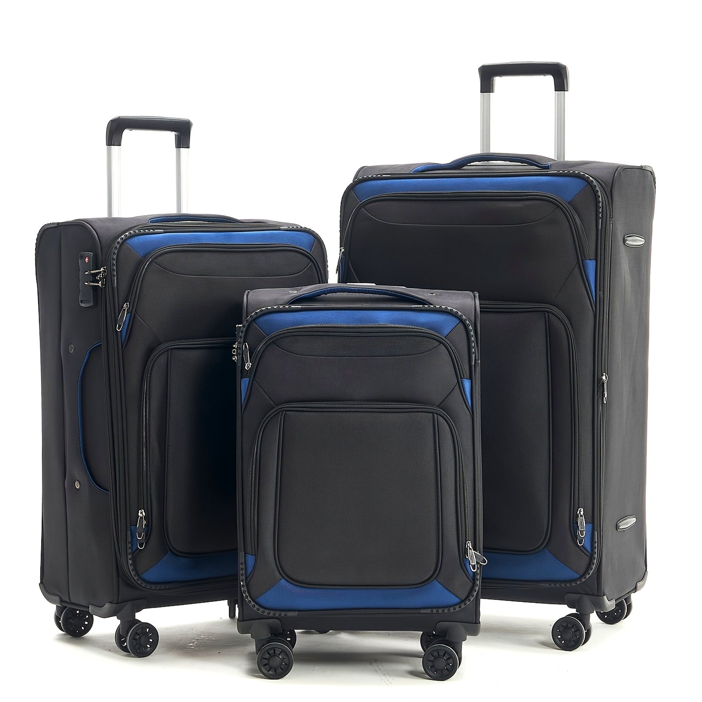 Softside Luggage Sets With Spinner Wheels 3pcs Set Lightweight Suitcase Set With TSA Lock, Expandable Luggage Sets With Inside Pocket