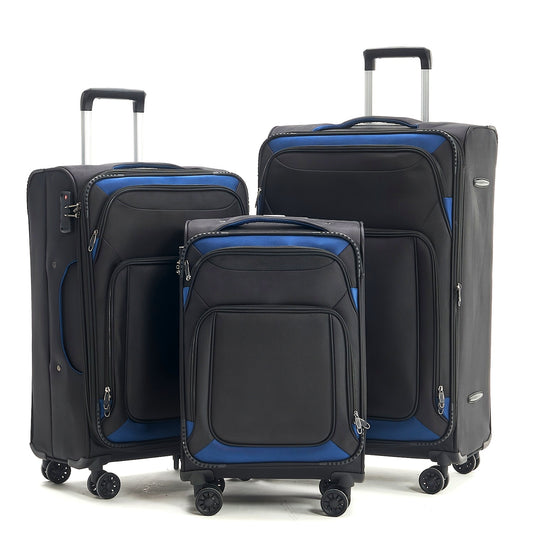 Softside Luggage Sets With Spinner Wheels 3pcs Set Lightweight Suitcase Set With TSA Lock, Expandable Luggage Sets With Inside Pocket