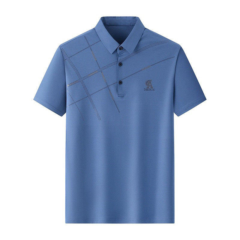 Business Casual Lapels T-shirt Middle-aged Men's Thin