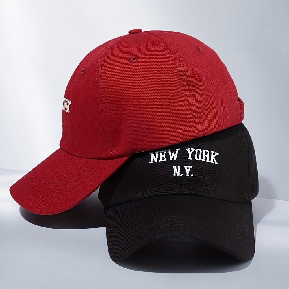 2pcs New York N.Y. Embroidered Baseball Caps - Lightweight, Fitted, Hand Washable for Men & Women - Perfect for Spring & Summer Outdoor Activities, Casual Headwear | Embroidered Cap | Durable Headgear