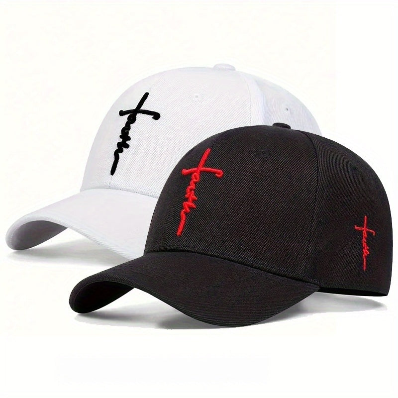 2-pack Unisex Baseball Caps, Stylish Cross Embroidered Duckbill Caps, Lightweight And Comfortable Baseball Caps, Suitable For Outdoor Sports And Casual Wear