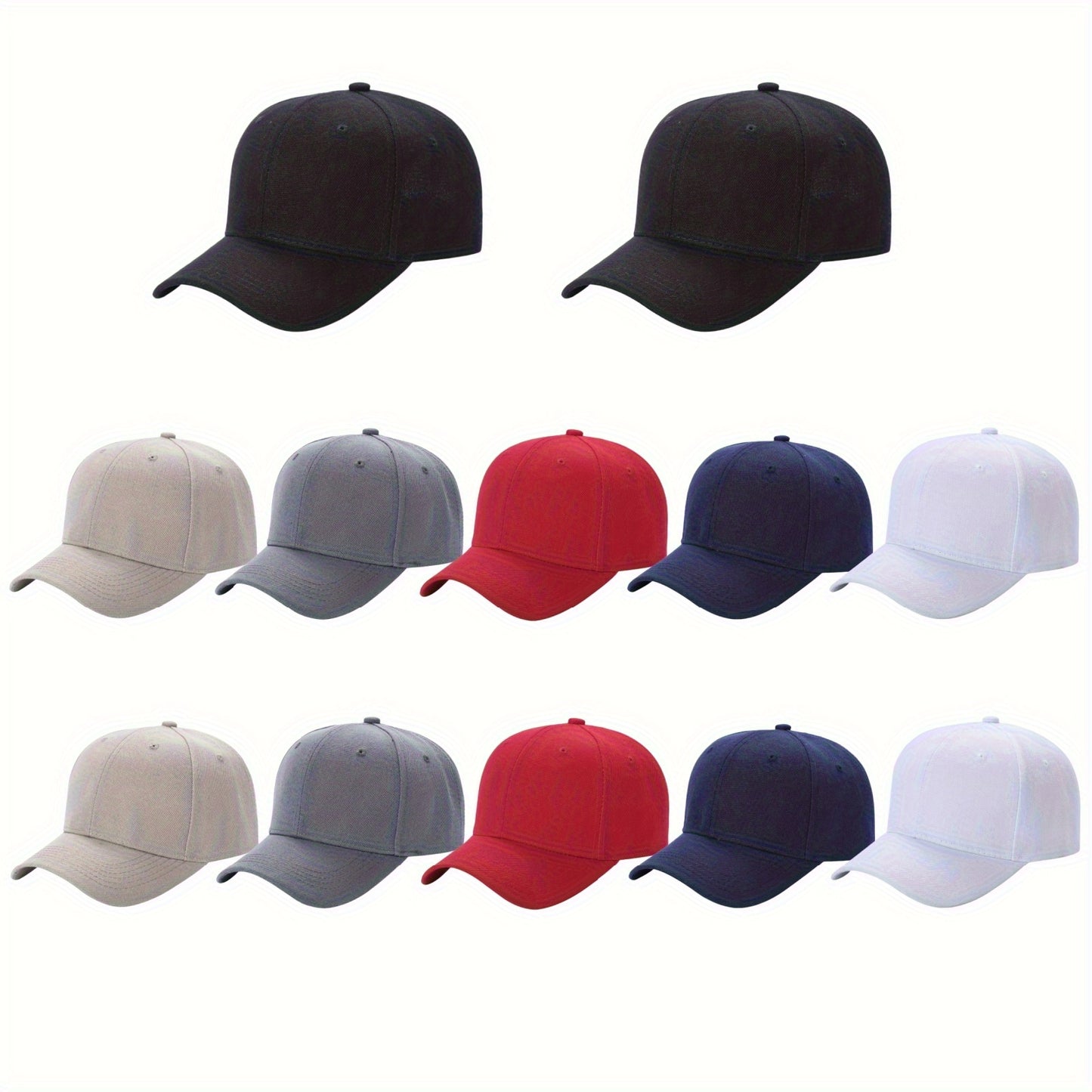 12 Pack Bulk Multicolor Adjustable Blank Baseball Caps in Unisex Solid Color for Running, Cycling and Outdoor