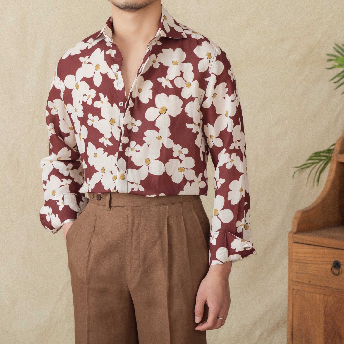 Men's Printed Long Sleeve Cardigan Shirt