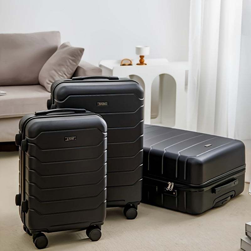 3-Piece Travel Set, ABS Hardshell Luggage With Combination Lock, Spinner Wheels, And Telescoping Handle, Perfect For Different Travel Needs