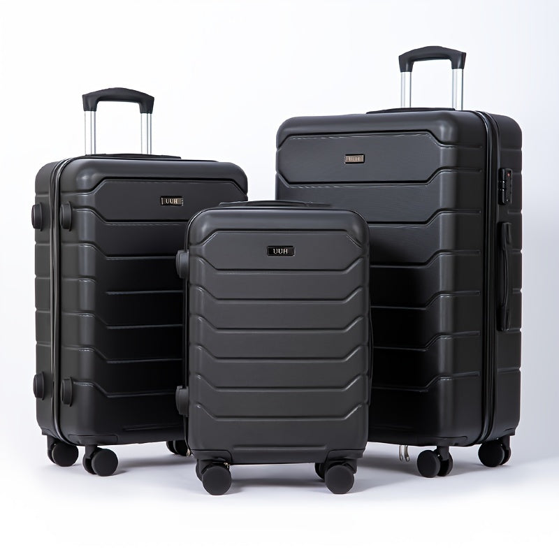 3-Piece Travel Set, ABS Hardshell Luggage With Combination Lock, Spinner Wheels, And Telescoping Handle, Perfect For Different Travel Needs