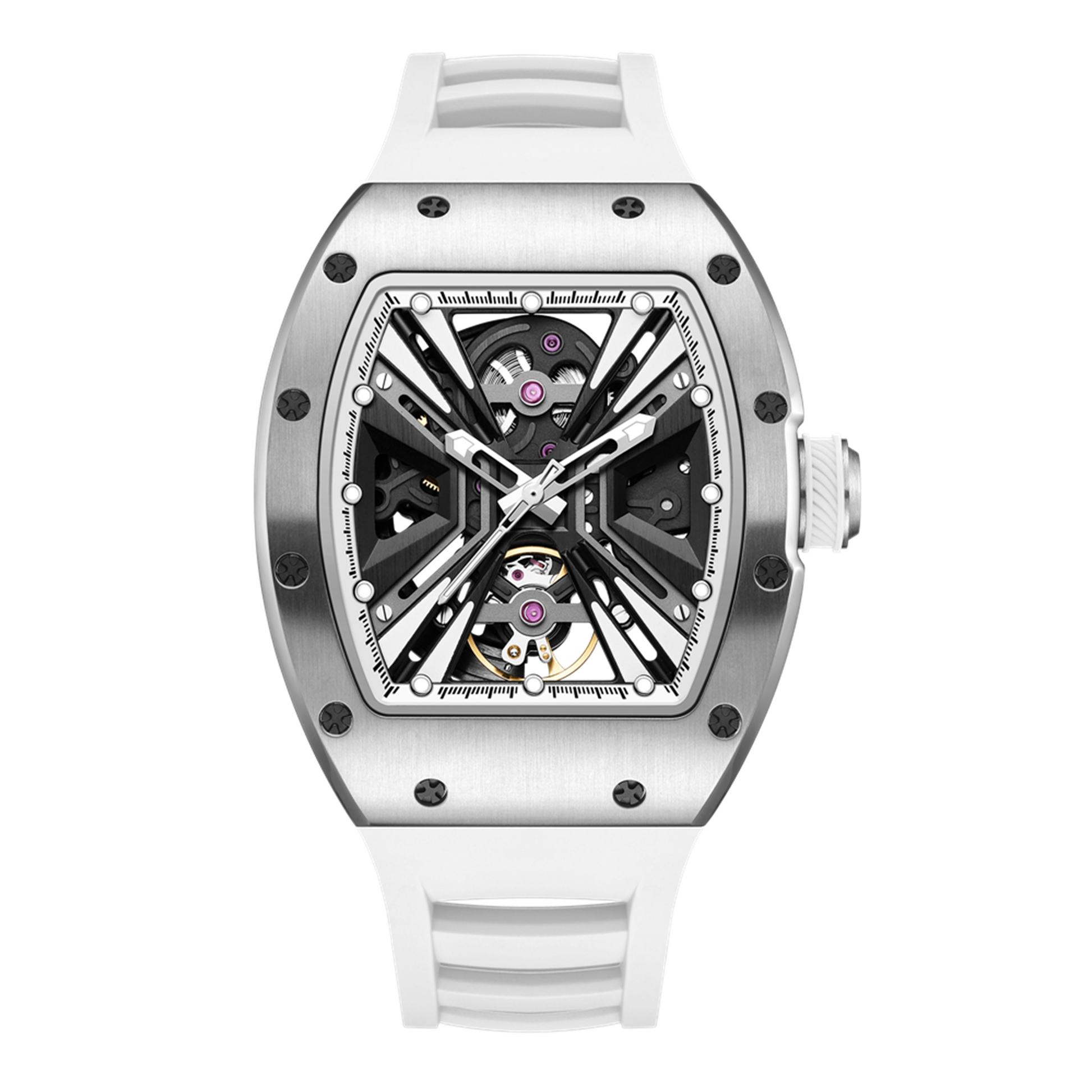 New Skeleton Dial Men's Watch Stainless Steel Case Automatic Mechanical Wristwatches 30M Waterproof Sports Watches Gift 9190-4-11