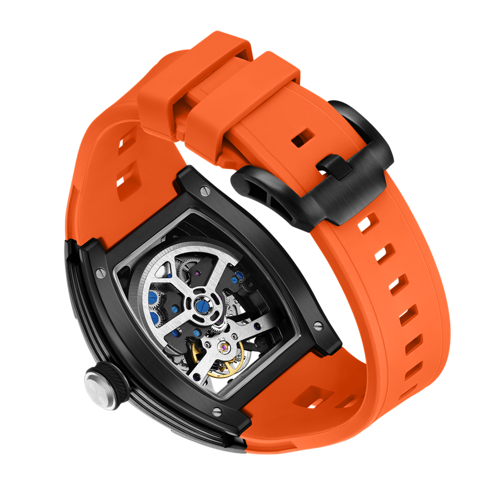 New Men's Sports Watch Fashion Automatic Mechanical Movement Watches Skeleton Luminous Waterproof Business Wristwatches 9198-4-15