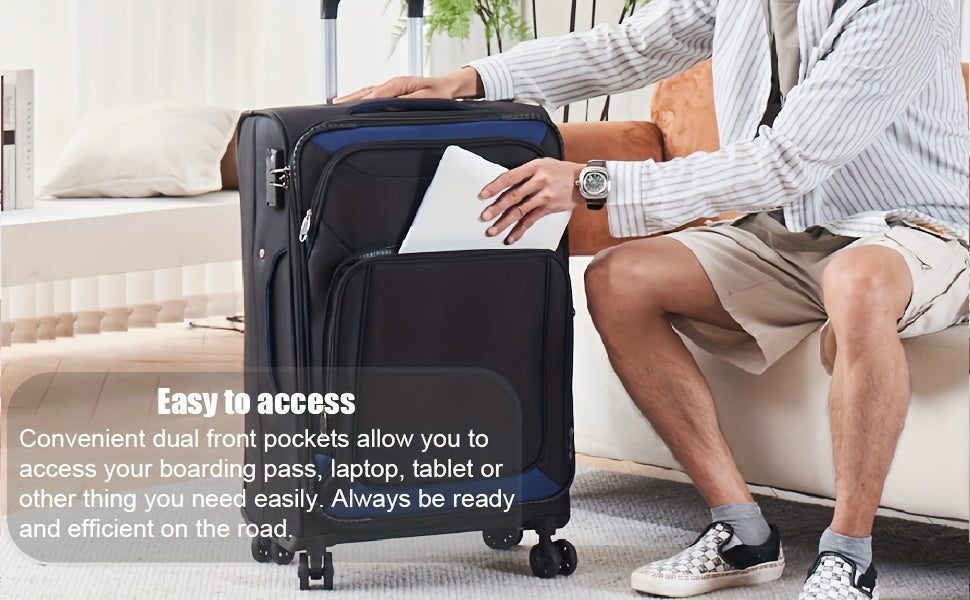 Softside Luggage Sets With Spinner Wheels 3pcs Set Lightweight Suitcase Set With TSA Lock, Expandable Luggage Sets With Inside Pocket