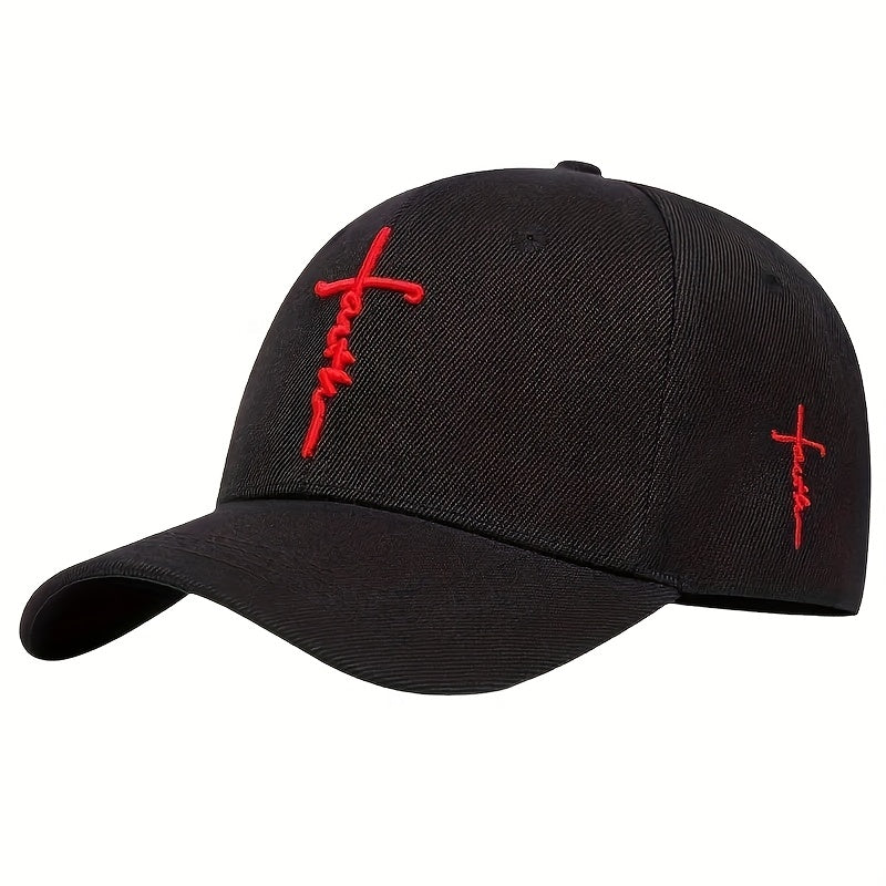 Men&#39;S And Women&#39;S Faith Embroidered Black And White Peaked Baseball Caps, Suitable for Outdoor Streets And Campuses, The Best Choice for Individuality