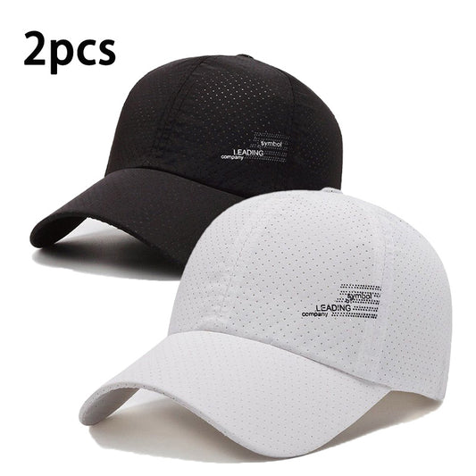 2pcs Set, Unisex Quick-Dry Baseball Caps, Sporty Alphabetic Print, 100% Polyester, Breathable Mesh Design, Stylish Casual Spring/Summer Hats for Men