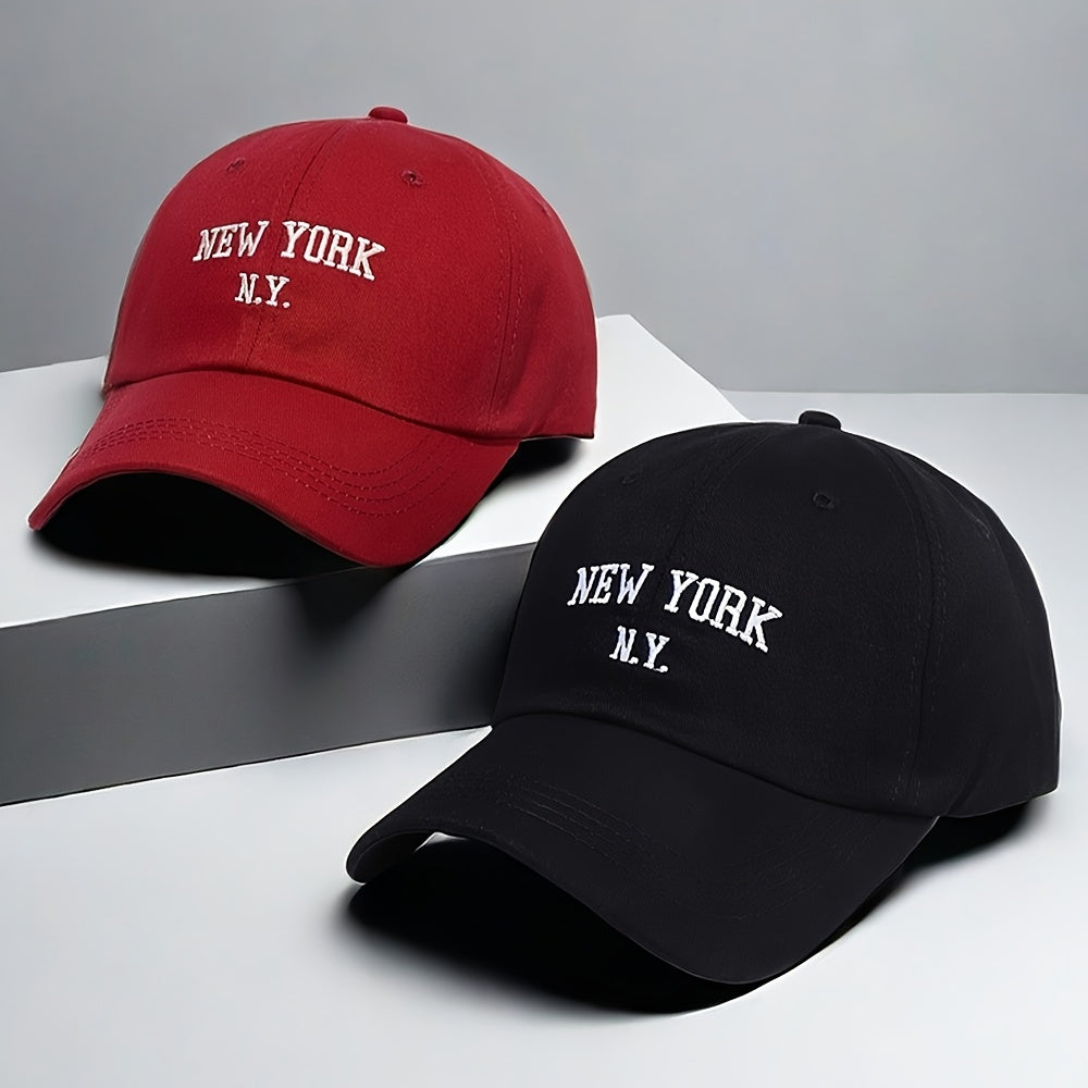 2pcs New York N.Y. Embroidered Baseball Caps - Lightweight, Fitted, Hand Washable for Men & Women - Perfect for Spring & Summer Outdoor Activities, Casual Headwear | Embroidered Cap | Durable Headgear