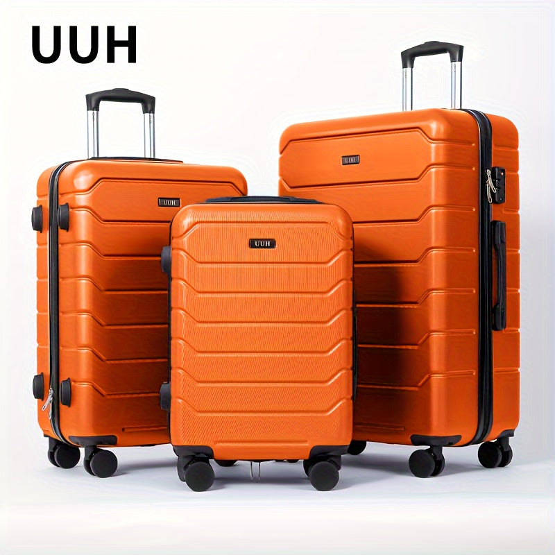 3-Piece Extra-Large Capacity Durable ABS Hardshell Luggage Set - Smooth-Glide Spinner Wheels, Telescopic Handle, Perfect for Frequent Travelers and Family Vacations with Stress-Free Organization and Long-Lasting Durability