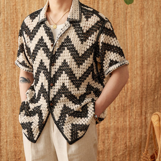 Beach Knitted Short-sleeved Cardigan Loose Casual Top