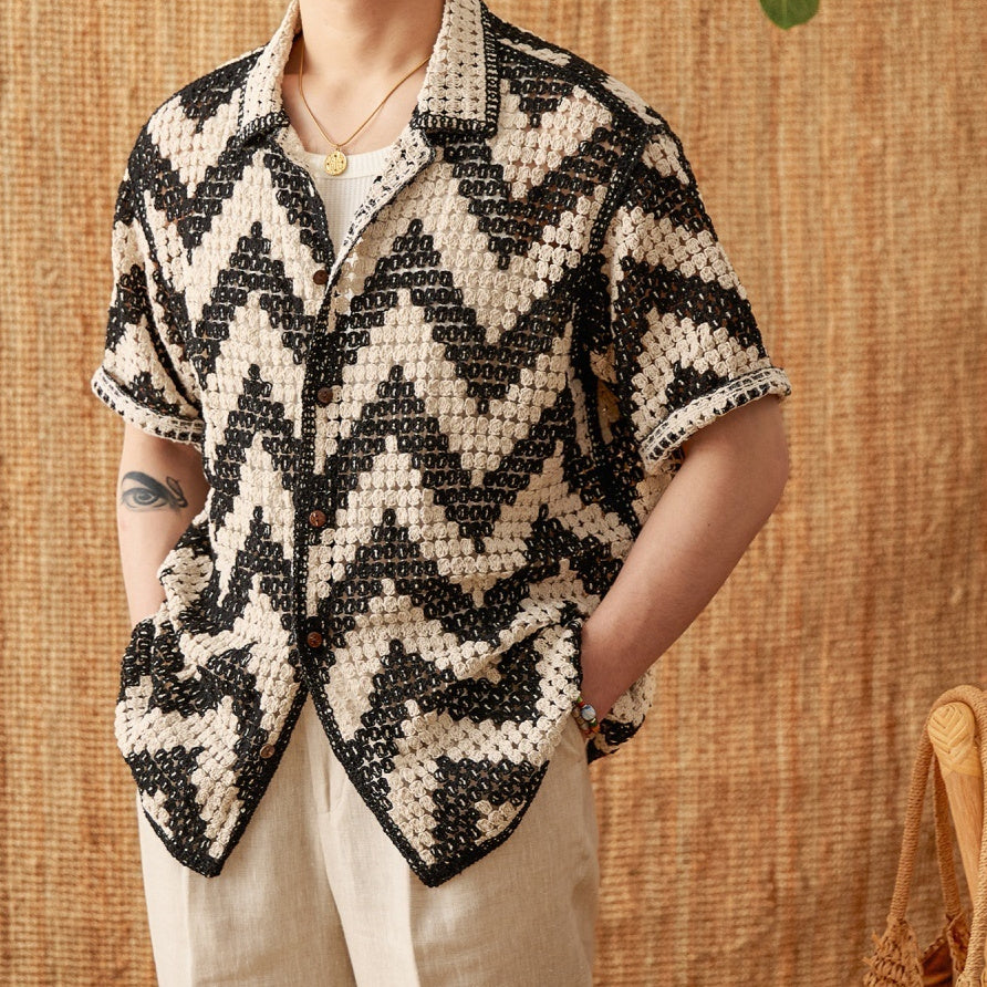 Beach Knitted Short-sleeved Cardigan Loose Casual Top