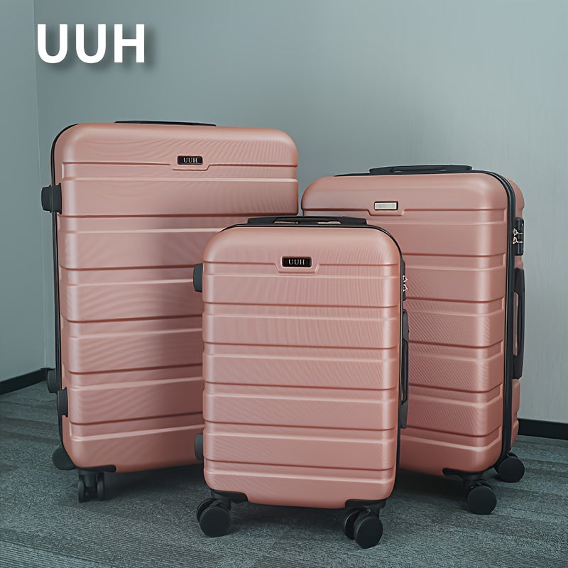 UUH-3-Piece Luggage Set-Telescoping Handle, Spinner Wheels, -Durable ABS Shell-Combination Locks, Smooth-Rolling Trolley Wheels-20/24/28 Inches Perfect For All Trip